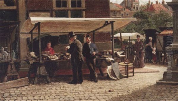 At The Book Stall Oil Painting by Theodorus Ludovicus Mesker