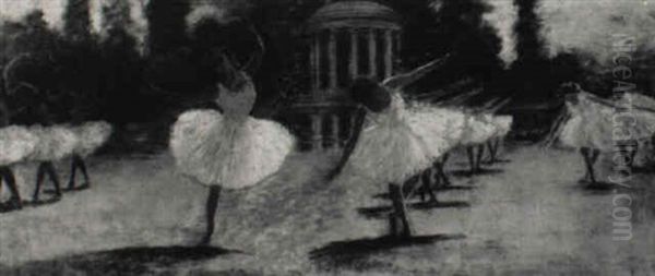 Au Crepuscule, Danseuses Oil Painting by Paul EugA篓ne Mesples