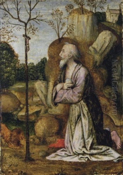 Saint Jerome In The Wilderness Oil Painting by Antonello da Messina