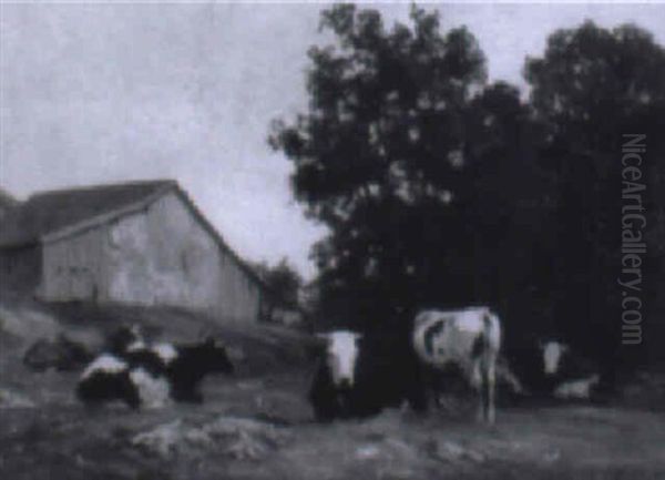 Kuhweide Oil Painting by Edouard-Louis-Auguste Metton