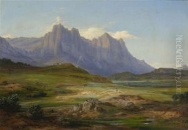 Gebirgslandschaft Oil Painting by Friedrich Metz