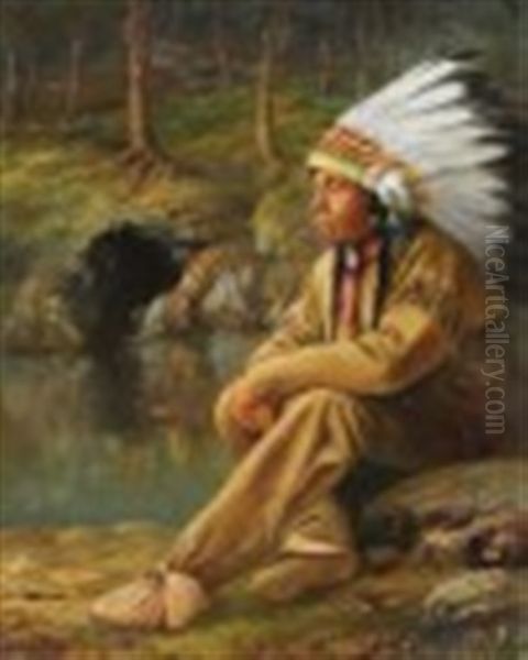 Portrait Of A Chief Oil Painting by Henry Metzger