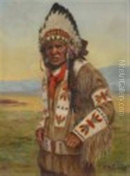 Muskeg (cree Indian), File Hill Reservation Oil Painting by Henry Metzger