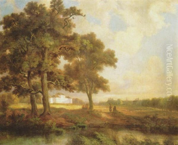 Blick Auf Das Alte Und Neue Schlos Schleisheim Oil Painting by Kilian Metzinger