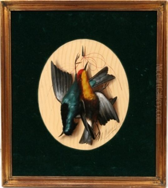 Hanging Songbirds Oil Painting by Michelangelo Meucci