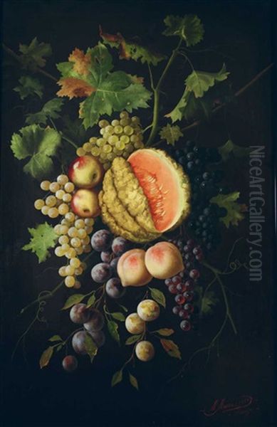 Fruchtestillleben Oil Painting by Michelangelo Meucci