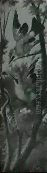 Eichelhaher Oil Painting by Michelangelo Meucci