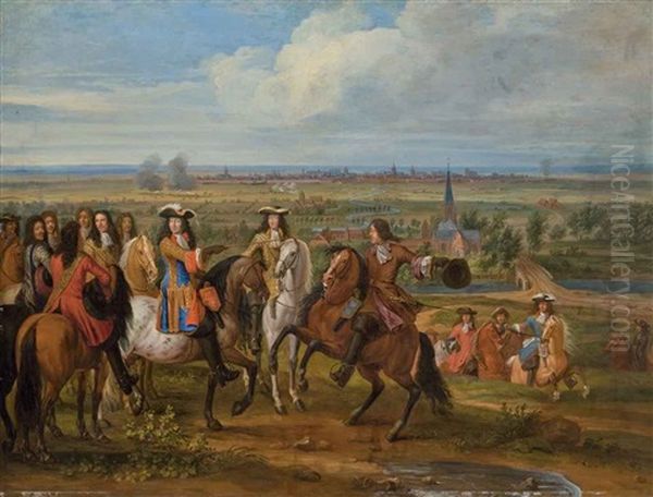 Louis Xiv Devant Le Prieure De Fives Au Siege De Lille Oil Painting by Adam Frans van der Meulen