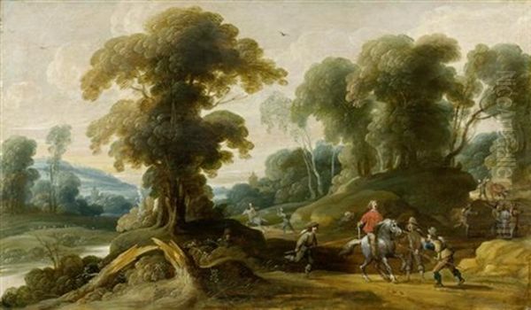 Landschaft Mit Rauberuberfall Oil Painting by Pieter Meulener