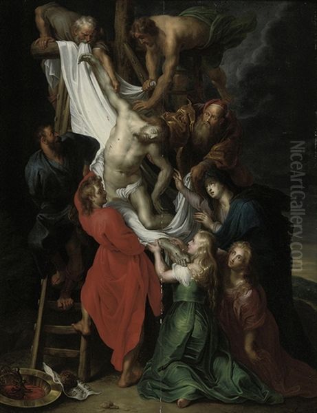 The Descent From The Cross Oil Painting by Jacob Andries Beschey