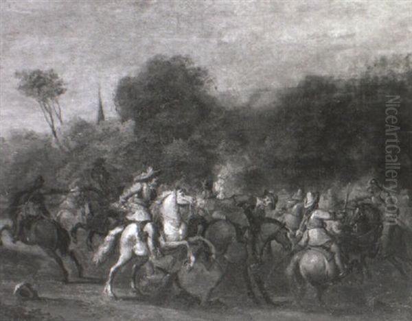 Battle Scene Oil Painting by Pieter Meulener