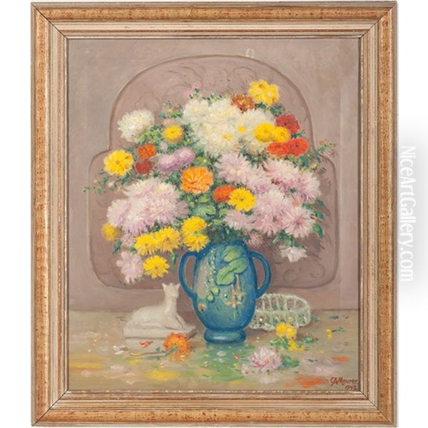 Floral Still Life Oil Painting by Charles Alfred Meurer