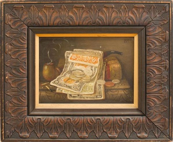 Still Life With Bills Oil Painting by Charles Alfred Meurer