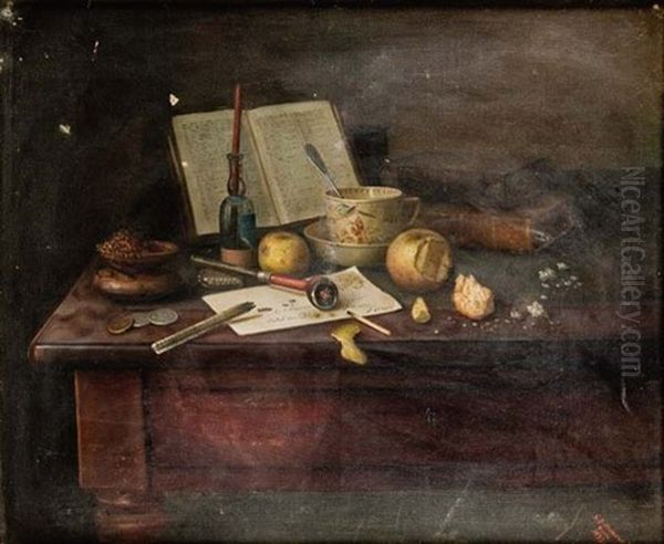 Nature Morte A La Pipe Oil Painting by Charles Alfred Meurer