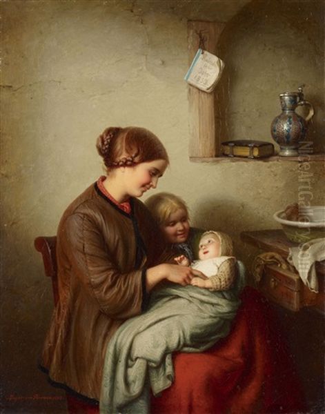 The First Smile Oil Painting by Johann Georg Meyer von Bremen