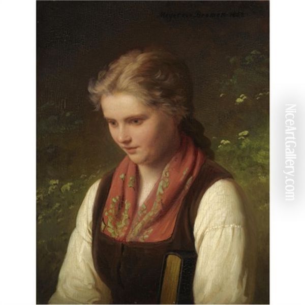 In Traumen Versunken-daydreams Oil Painting by Johann Georg Meyer von Bremen