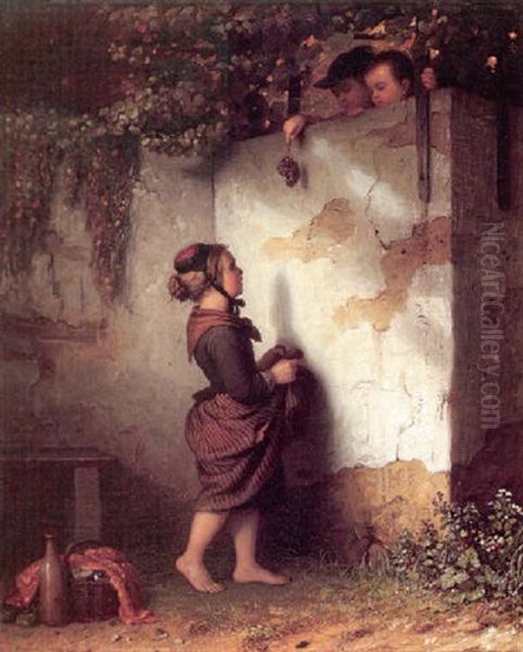 Gathering Grapes Oil Painting by Johann Georg Meyer von Bremen