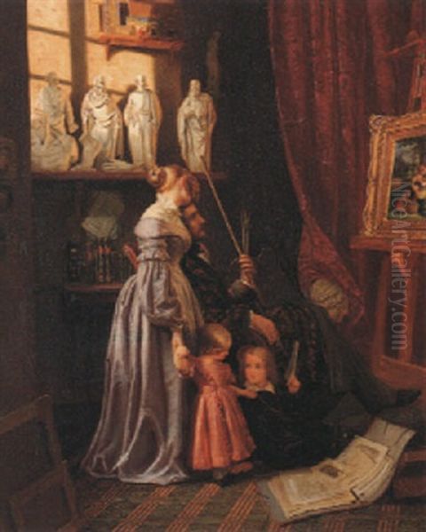 Ein Kunstler Und Seine Familie Oil Painting by Johann Georg Meyer von Bremen