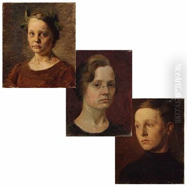 Portraits (3 Works) Oil Painting by Carl Vilhelm Meyer