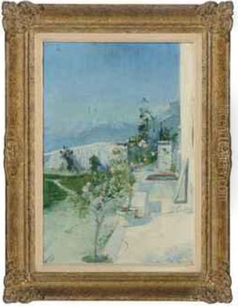 Orleanders In Bloom On A Balcony Oil Painting by Paul Albert Besnard