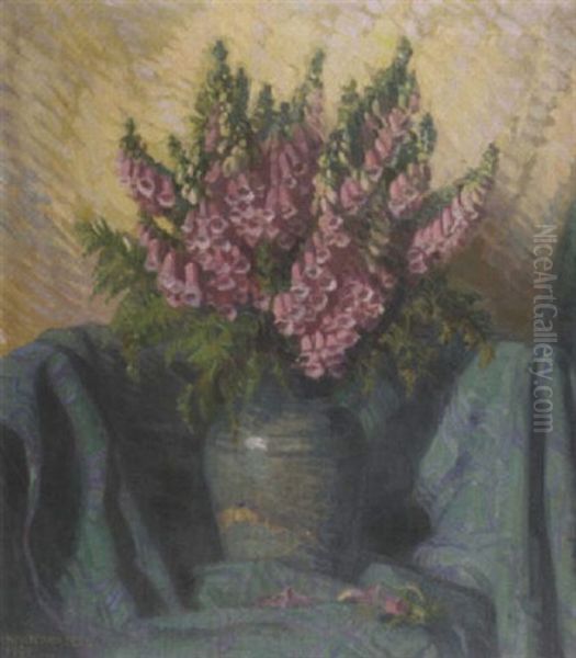 Fingerhut In Blauer Vase Oil Painting by Hans Meyer-Cassel