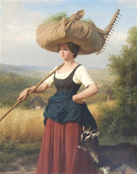 Returning From The Fields Oil Painting by Friedrich Eduard Meyerheim