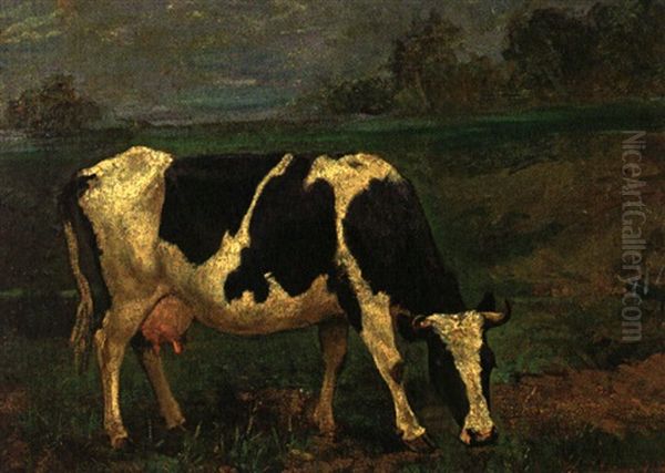Grasende Kuh Oil Painting by Paul Friedrich Meyerheim