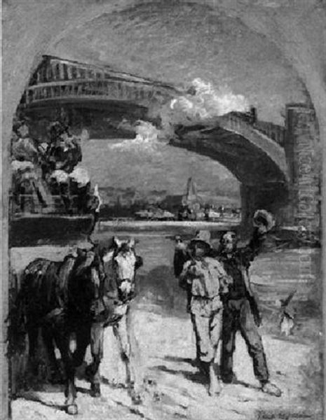 Post Und Eisenbahn Oil Painting by Paul Friedrich Meyerheim