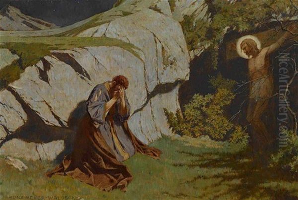 Der Gekreuzigte Erscheint Einem Junger Oil Painting by Kunz Meyer-Waldeck