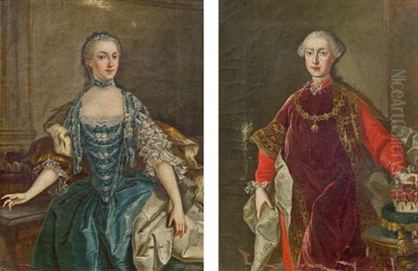 Isabella Von Bourbon-parma (+ Kaiser Joseph Ii; Pair) Oil Painting by Martin van Meytens the Younger