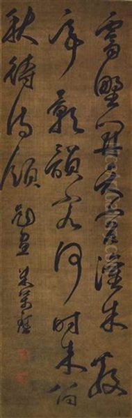 Five-character Poem In Cursive Script Oil Painting by Mi Wanzhong