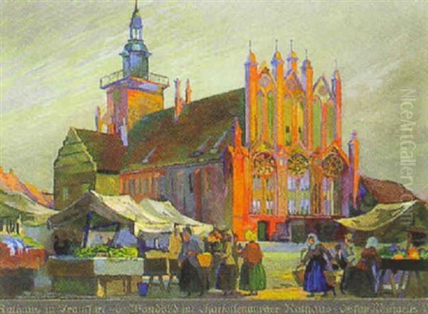 Rathaus In Frankfurt/oder Oil Painting by Oskar Michaelis