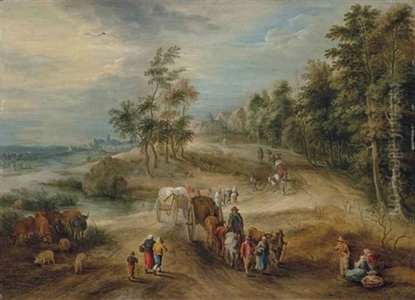 Retour De Marche Dans La Campagne Flamande Oil Painting by Theobald Michau