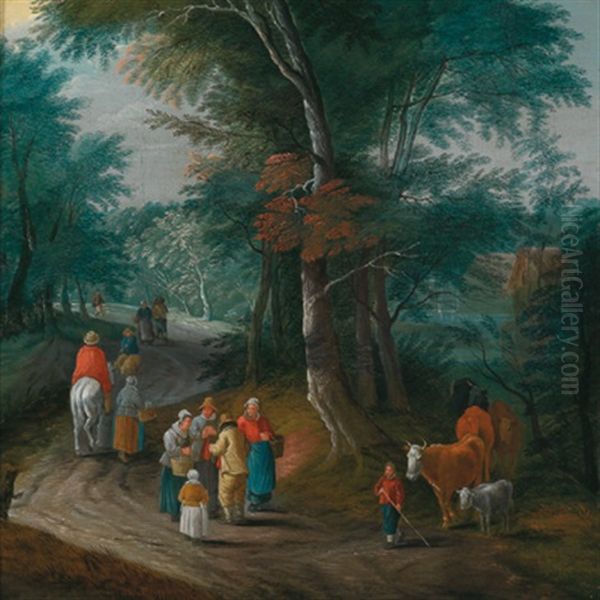 Waldlandschaft Mit Reisenden Oil Painting by Theobald Michau