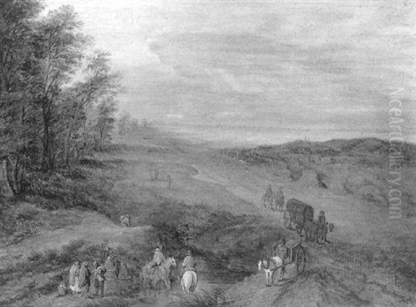 Les Paysans Aux Bords De La Riviere Oil Painting by Theobald Michau