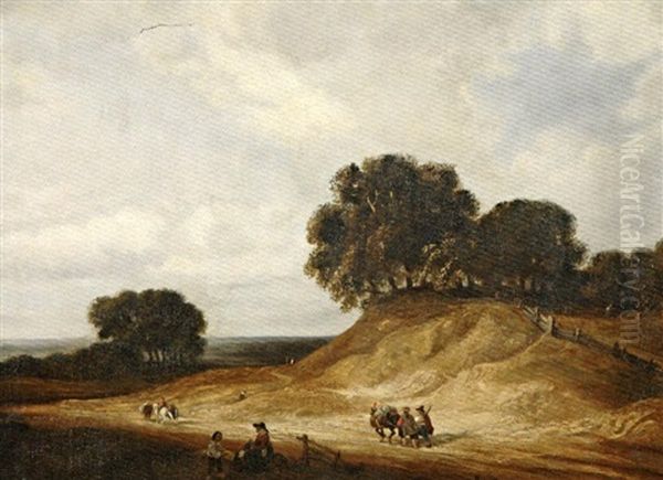 Marchands Et Colporteurs Sur Le Chemin Vers La Vallee Oil Painting by Georges Michel