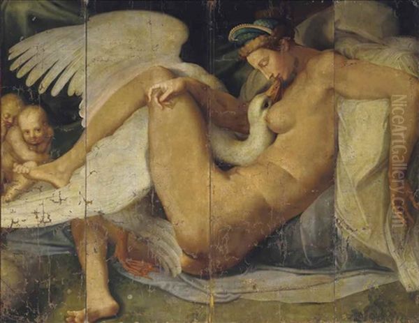 Leda And The Swan Oil Painting by Michelangelo Buonarroti