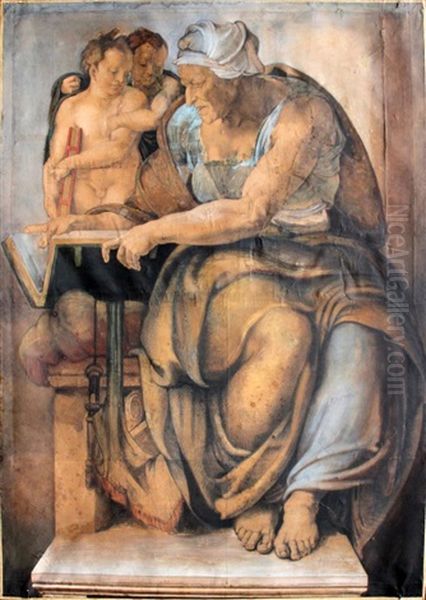 Prophet & Sibyl Oil Painting by Michelangelo Buonarroti