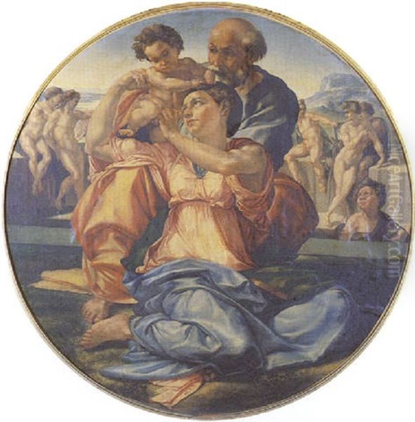Sainte Famille Doni Oil Painting by Michelangelo Buonarroti
