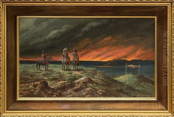 Prairie Fire Oil Painting by Astley David Middleton