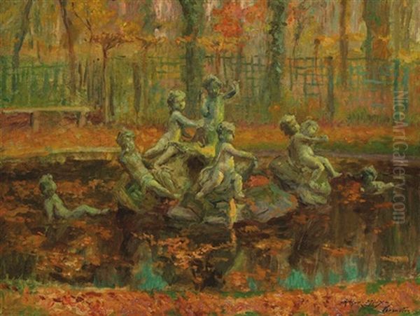 Brunnen Im Park Von Versailles Oil Painting by Arthur Midy