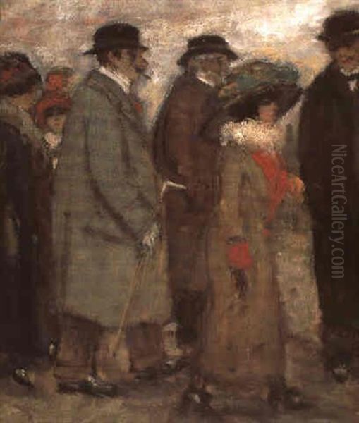 Personages Oil Painting by Eugene van Mieghem