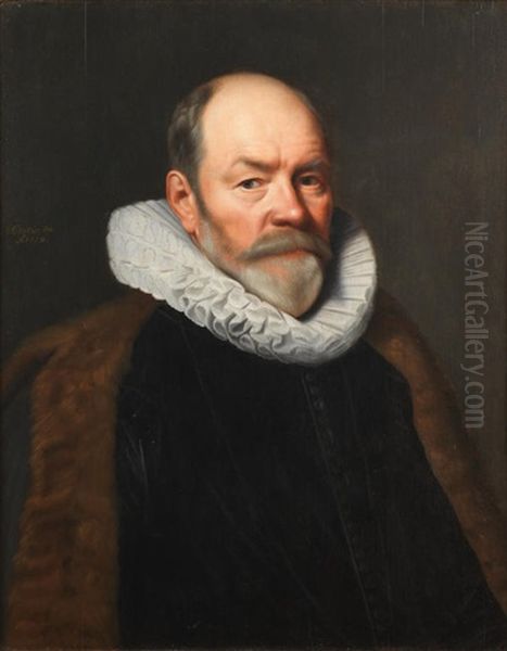 Portrait Of Paulus Van Beresteyn (1548-1625) , Bust-length, In Black, Fur-trimmed Costume Oil Painting by Michiel Jansz. van Mierevelt