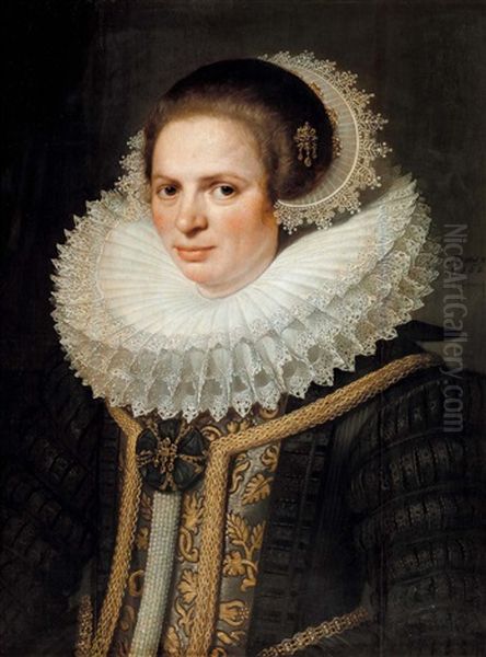Portrait Of A Flemish Lady Oil Painting by Michiel Jansz. van Mierevelt