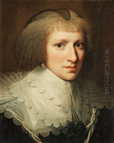 Ung Dam Kladd I Svart Och Parlor Oil Painting by Michiel Jansz. van Mierevelt