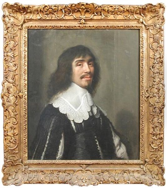 Portrait Of A Gentleman In Black With A Lawn And Lace Collar Oil Painting by Michiel Jansz. van Mierevelt