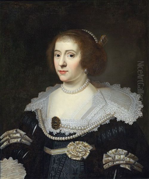 Portrait Of Princess Amalia Of Orange, Countess Of Solms-braunfels Oil Painting by Michiel Jansz. van Mierevelt