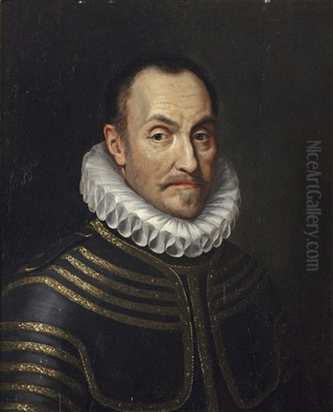 Portrait Of Willem I De Zwijger Of Orange-nassau, Bust-length, In Armour And With A Ruff Oil Painting by Michiel Jansz. van Mierevelt