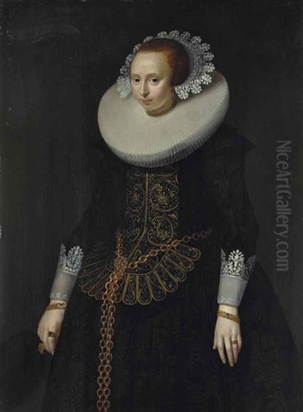 Portrait De Femme (collab. W/studio) Oil Painting by Michiel Jansz. van Mierevelt