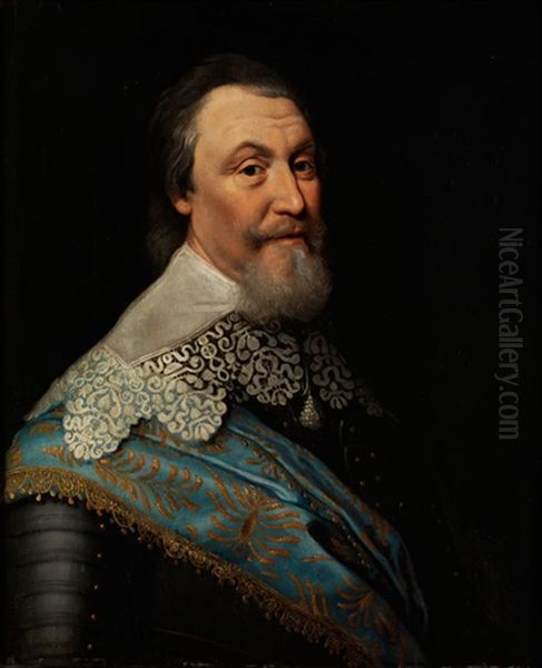 Bildnis Des Schwedischen Ministers Und Feldherrn Axel Ochsenstierna Von Sodermore (1583 - 1654) Unter Konigin Christina Von Schweden Oil Painting by Michiel Jansz. van Mierevelt